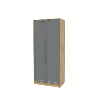 Шкаф распашной Тренд КТ-Ш2 (Дуб золотой ЛДСП/ Серый ЛМДФ) Ш918 В2128 Г547